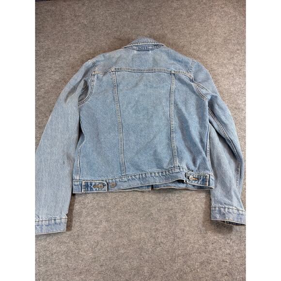 Y2K Levis Jean Jacket Women Large Blue Denim Button Up Trucker Grunge Streetwear - Picture 5 of 10
